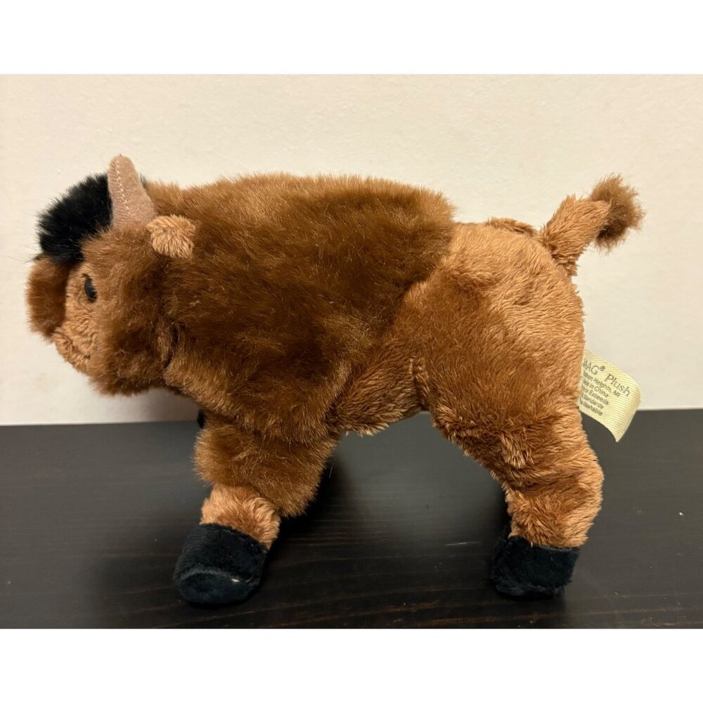 Soft Plush Bison Buffalo Stuffed Animal Toy By JAAG Plush 8" Long Brown & Black